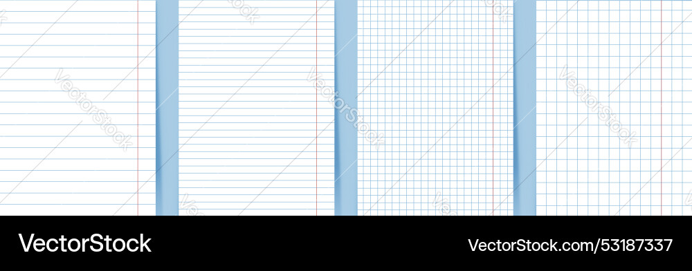 A set of squared and lined school notebook sheets A set of squared and lined school notebook sheets vector image