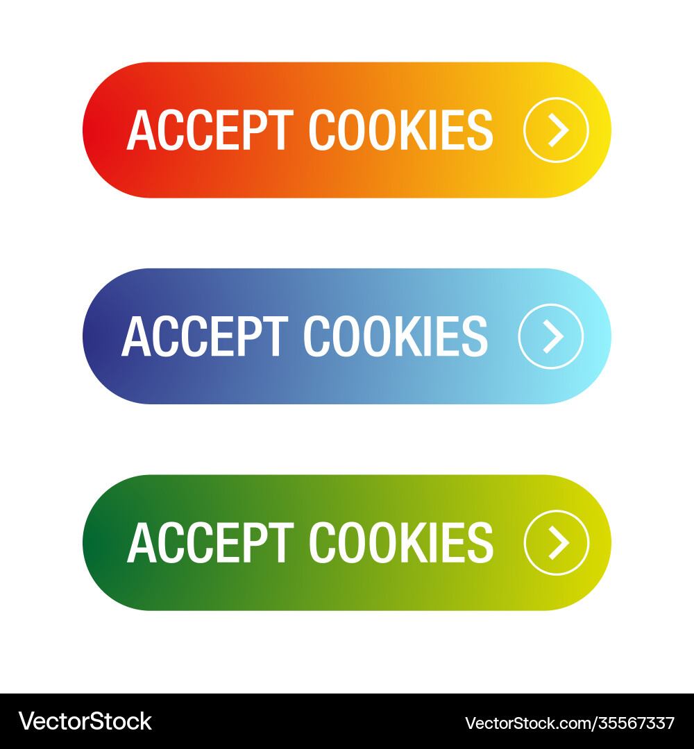 Accept cookies click button set vector image