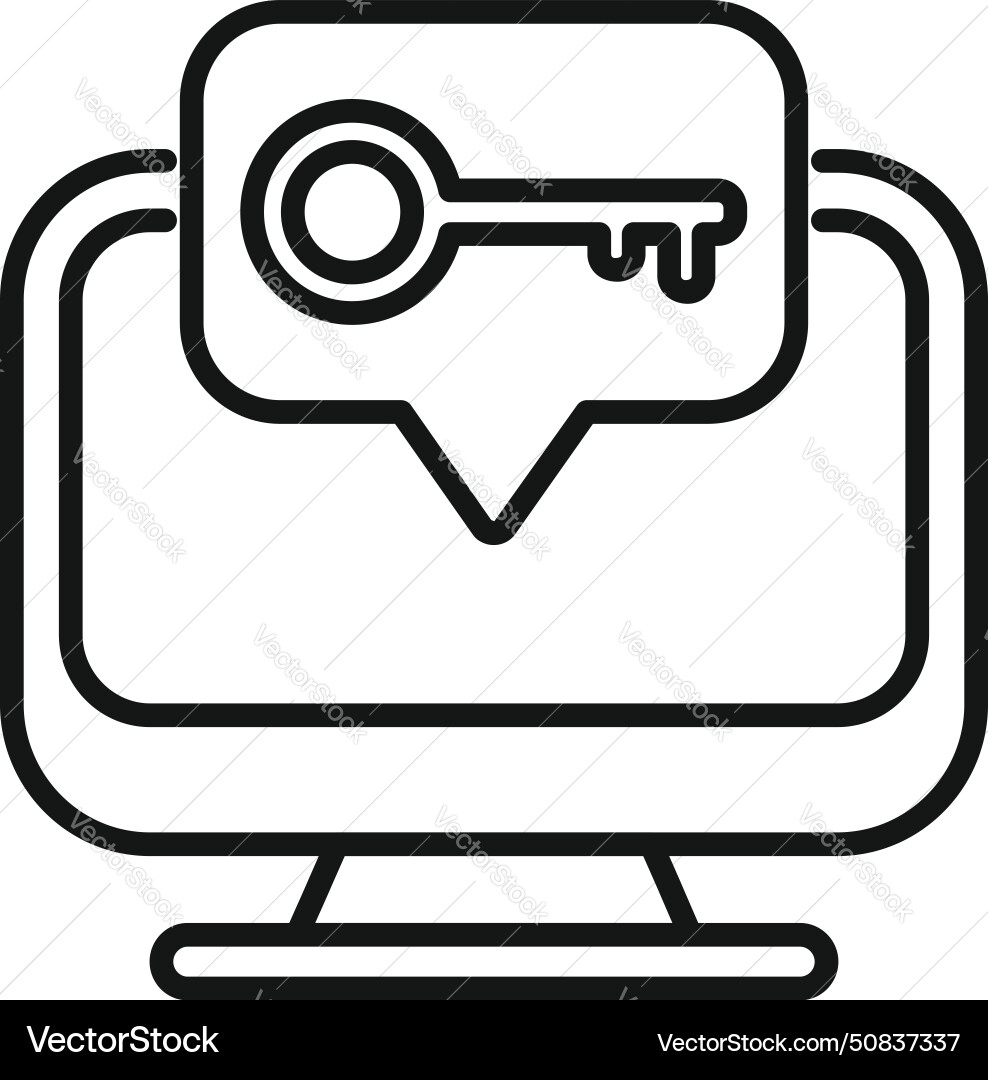 Computer password key icon outline code vector image