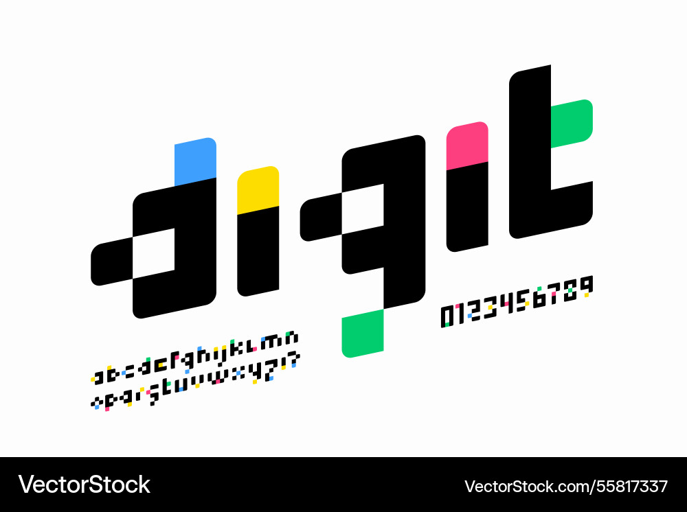 Digital style font design alphabet letters Digital style font design alphabet letters vector image
