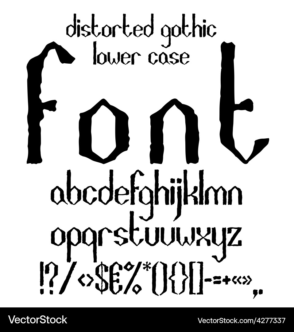 Distorted Gothic Script Font vector image