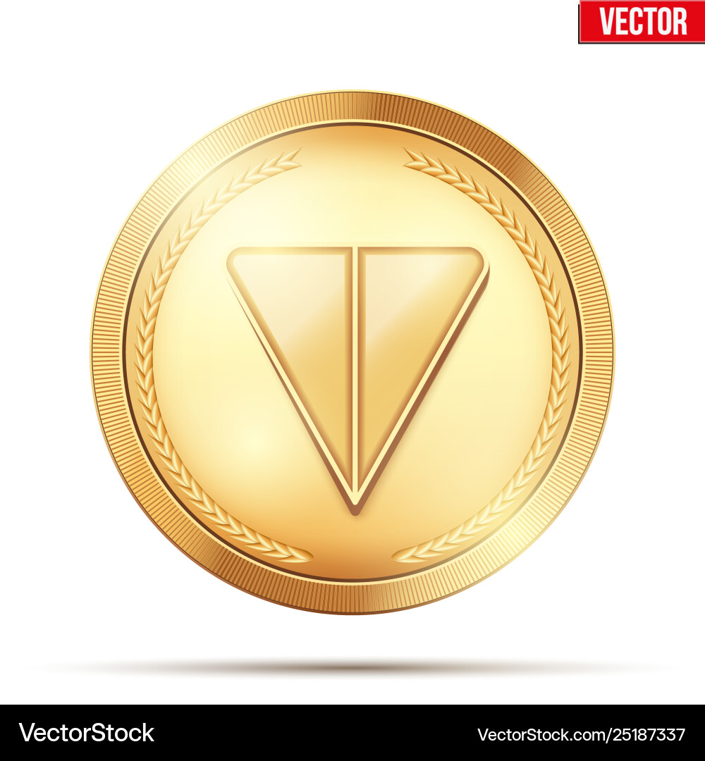 Gold crypto coin with ton sign – Royalty-Free Vector | VectorStock