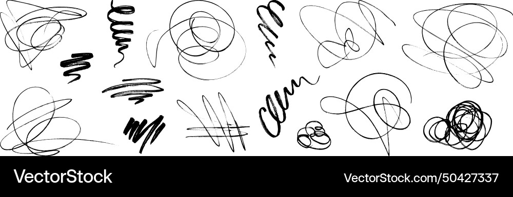 Hand drawn scribble pencil line set scratch Vector Image