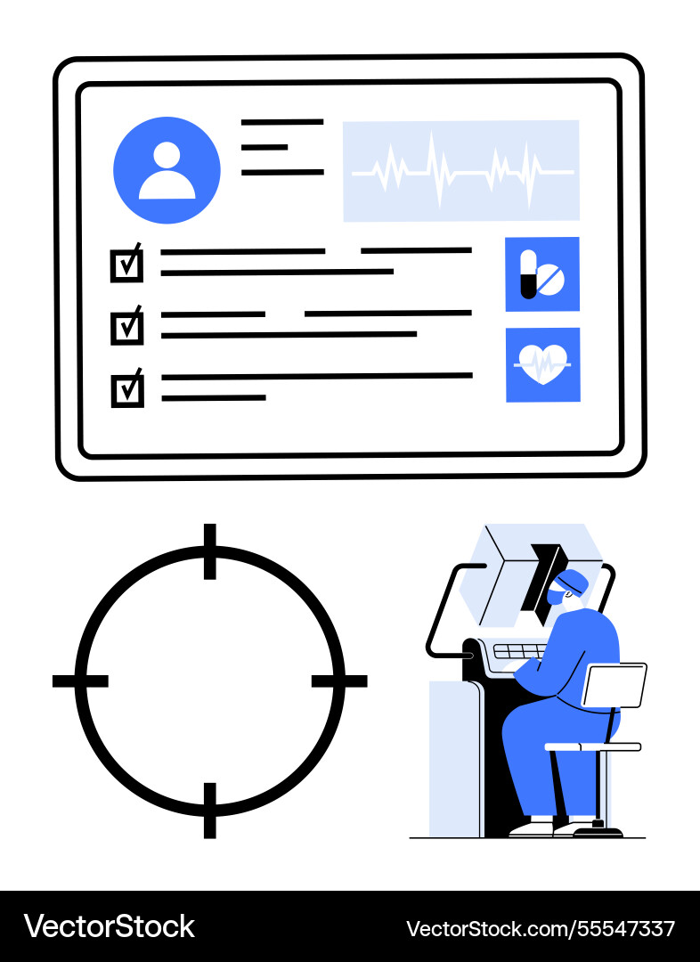 Medical professional analyzing digital patient Medical professional analyzing digital patient vector image