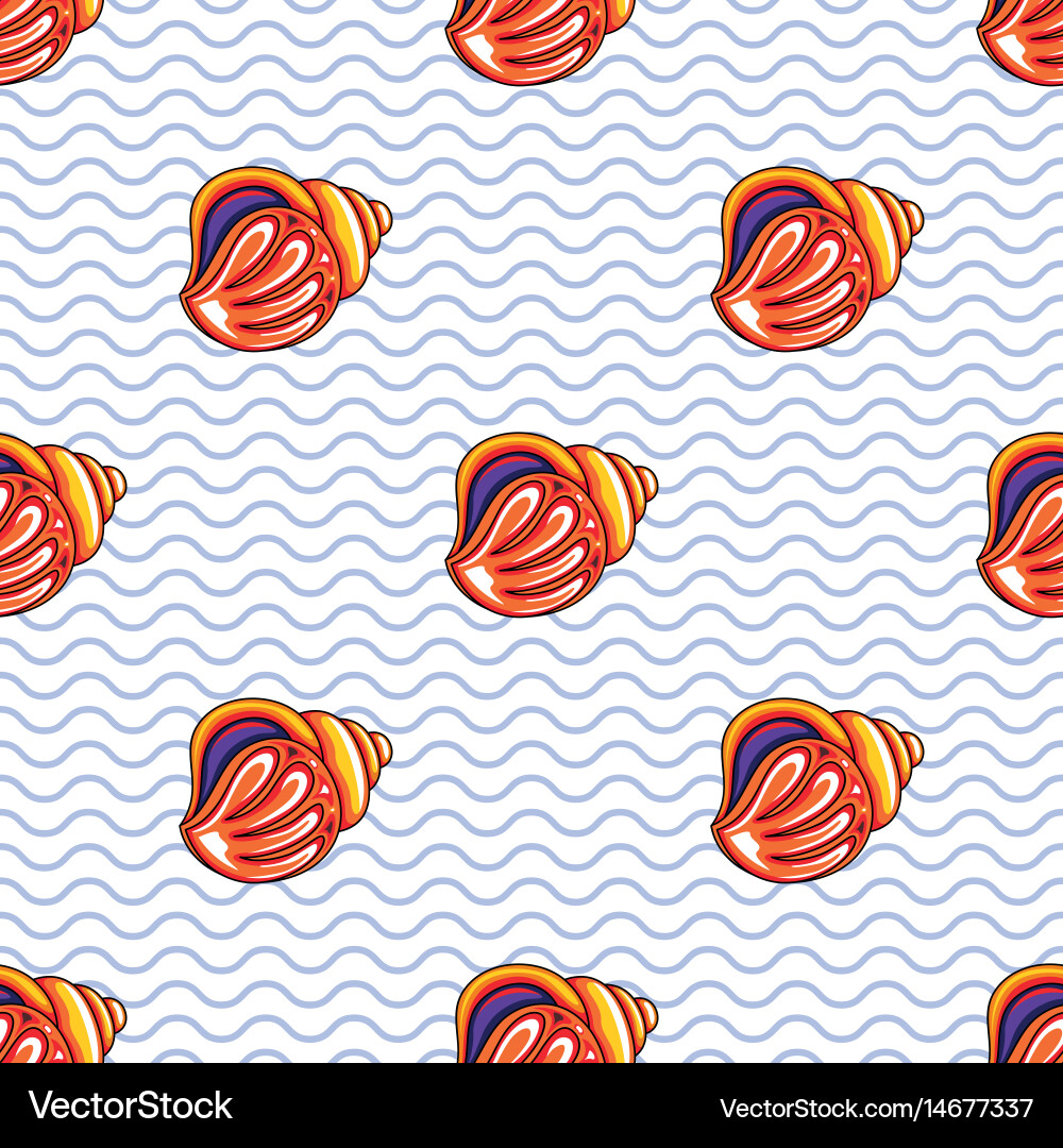 Ocean Seashell Wave Pattern Vector Image