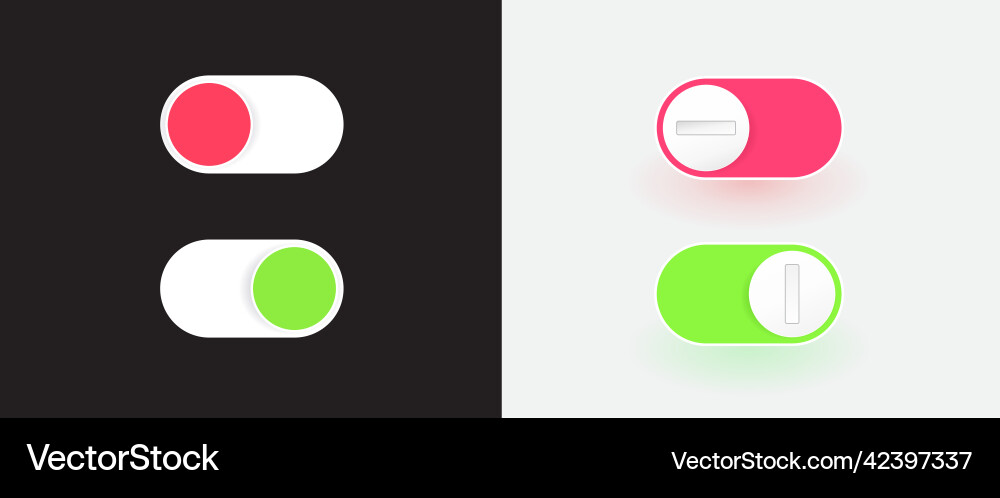 Set of on and off toggle switch buttons modern Set of on and off toggle switch buttons modern Vector Image