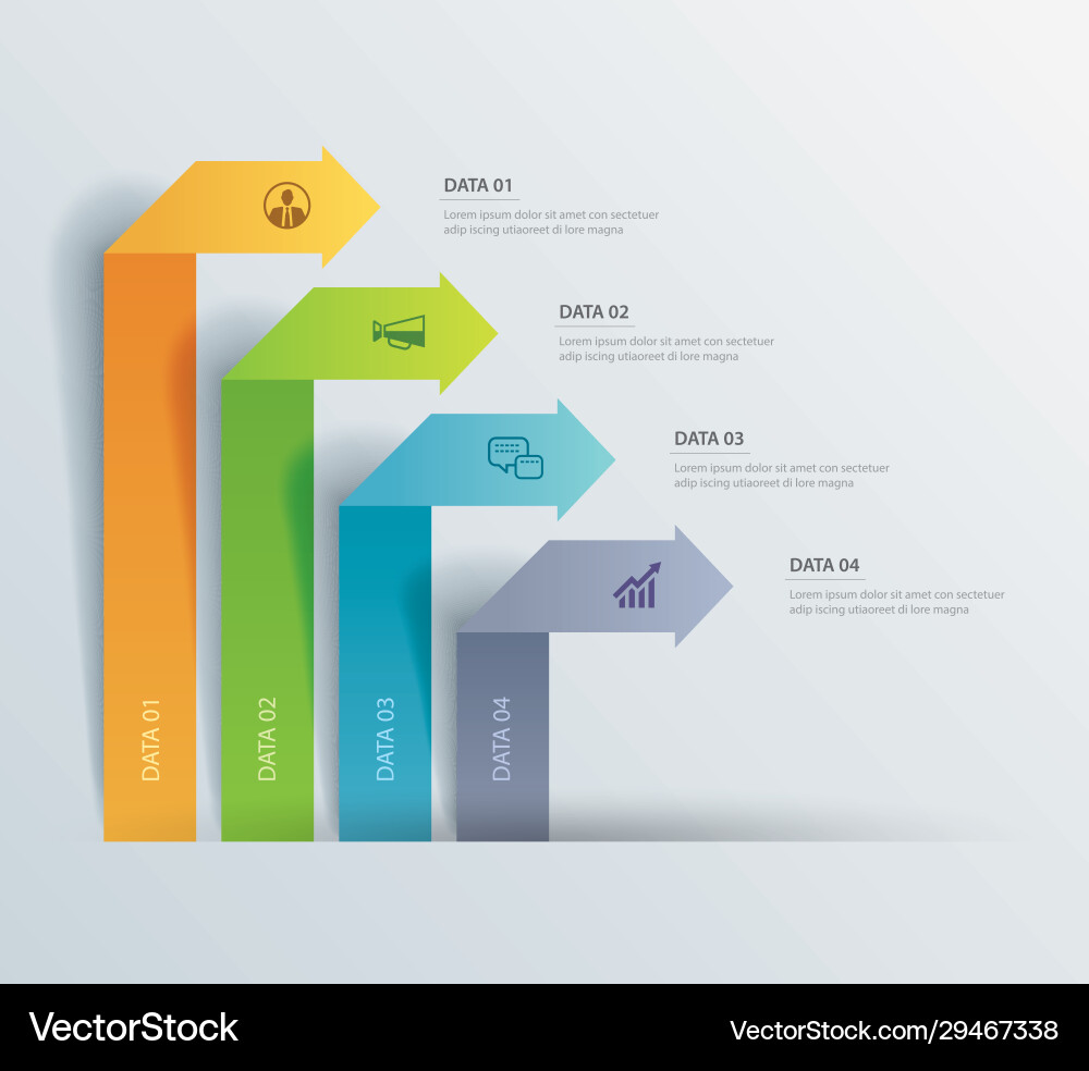 4 data infographics tab paper index template Vector Image