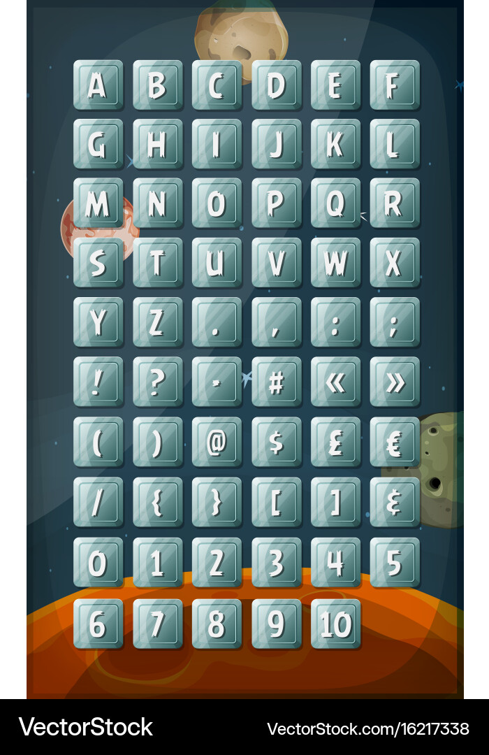 Abc keyboard buttons on space background vector image