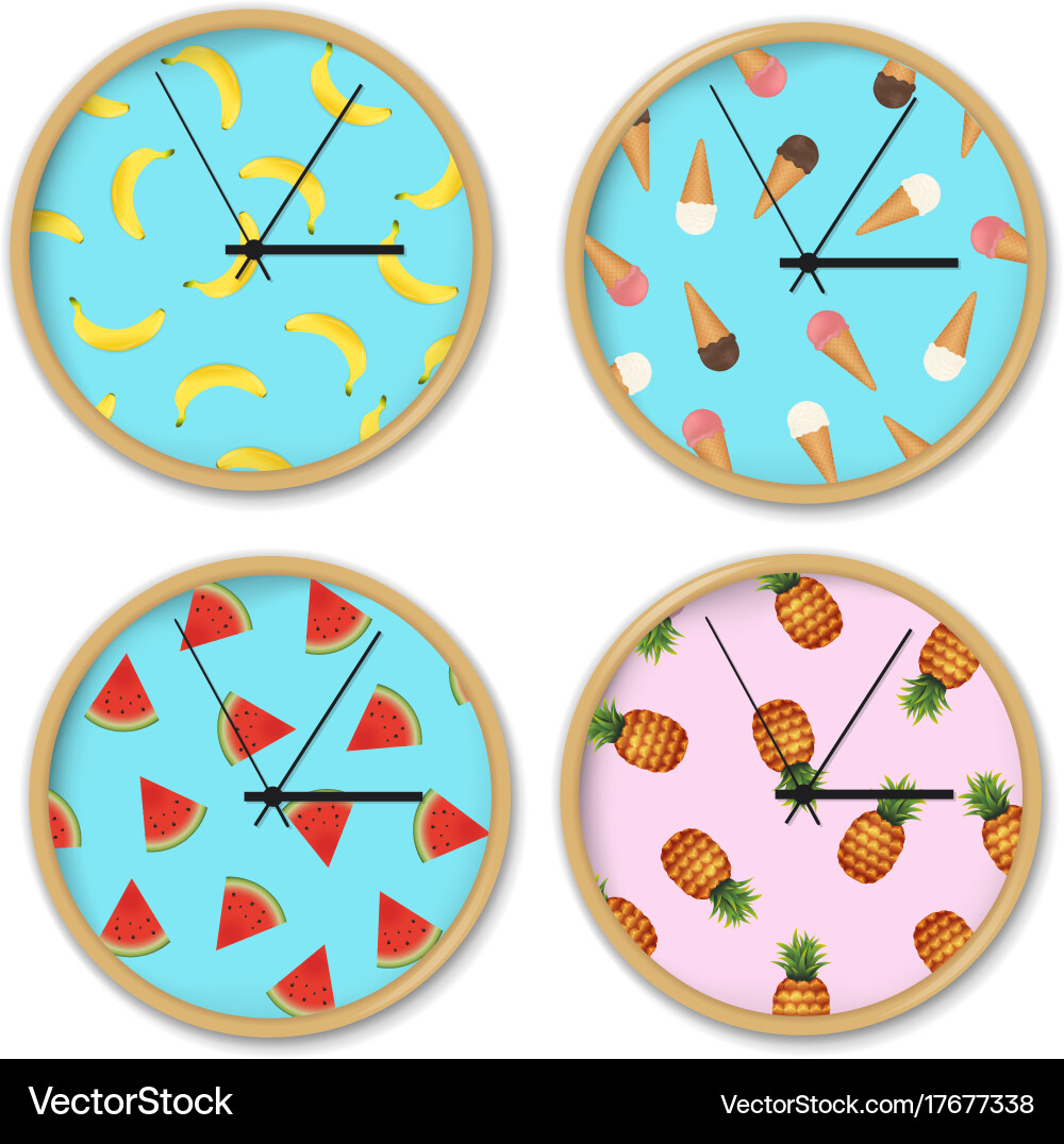Banana Clock Pattern Set vector image