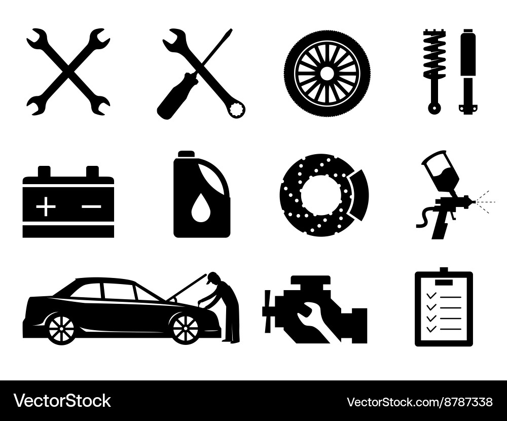 Car Repair & Maintenance Icons Vector Image