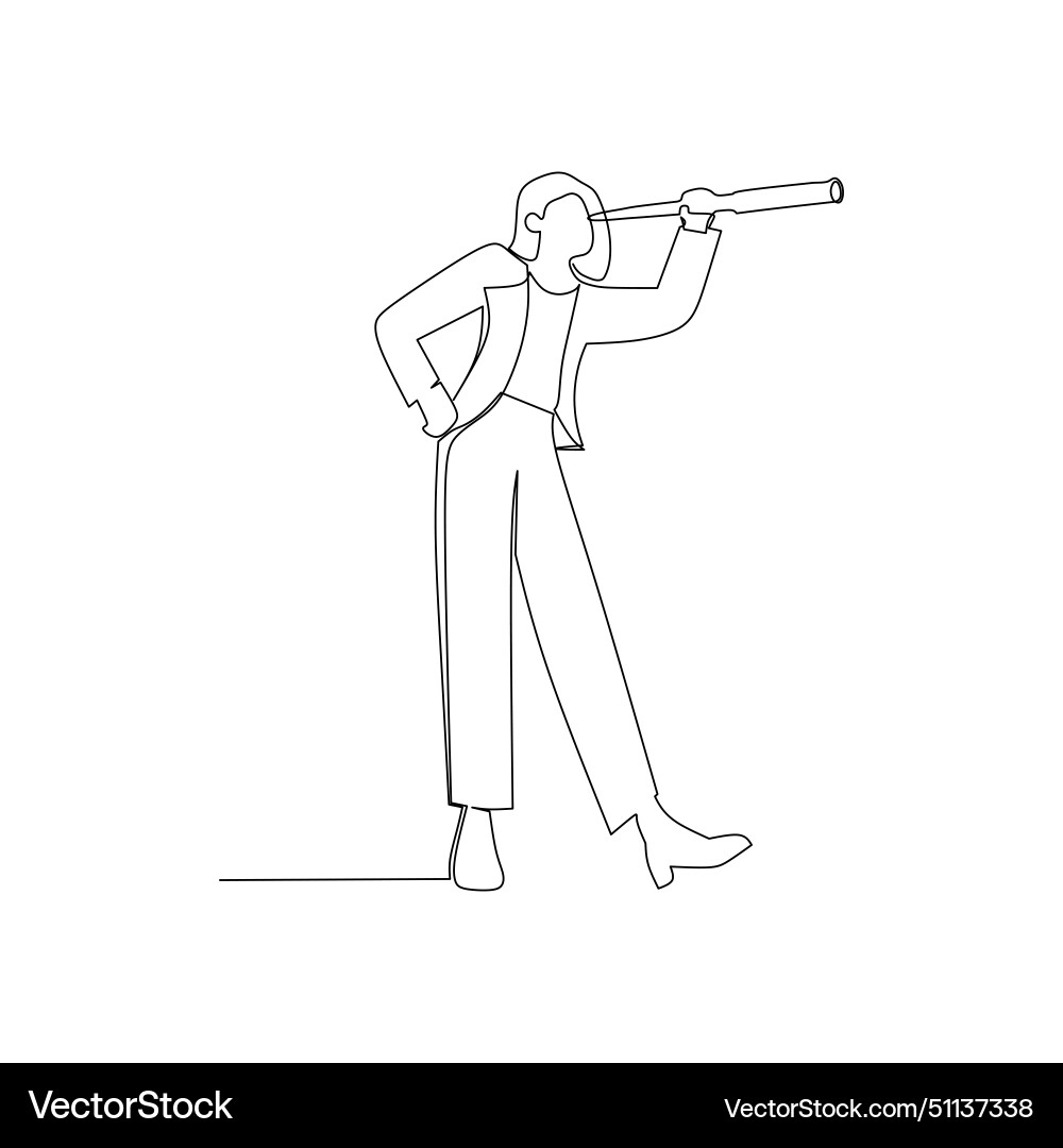 Continuous line drawing of a man with telescope Continuous line drawing of a man with telescope vector image