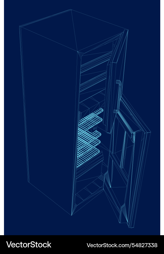 Contour refrigerator is open and empty Contour refrigerator is open and empty vector image