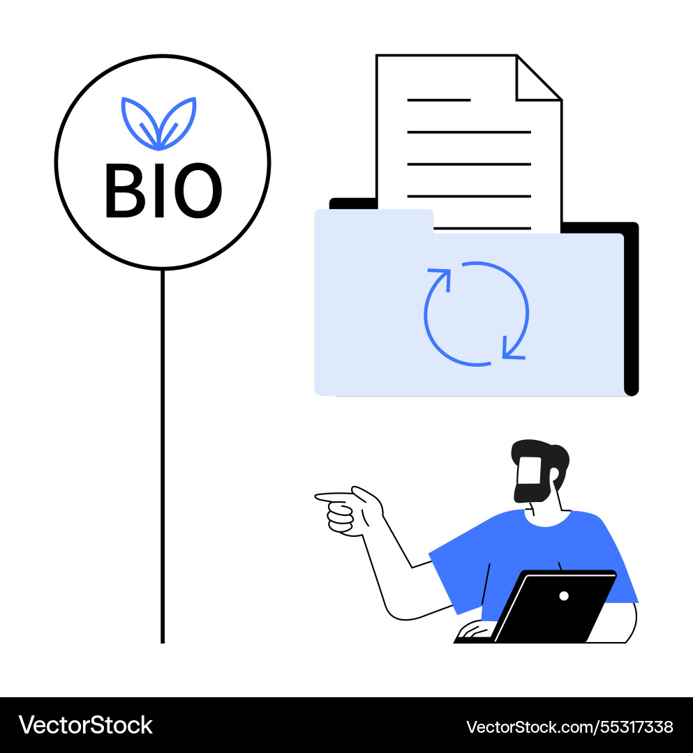 Man with tablet pointing document folder Man with tablet pointing document folder vector image