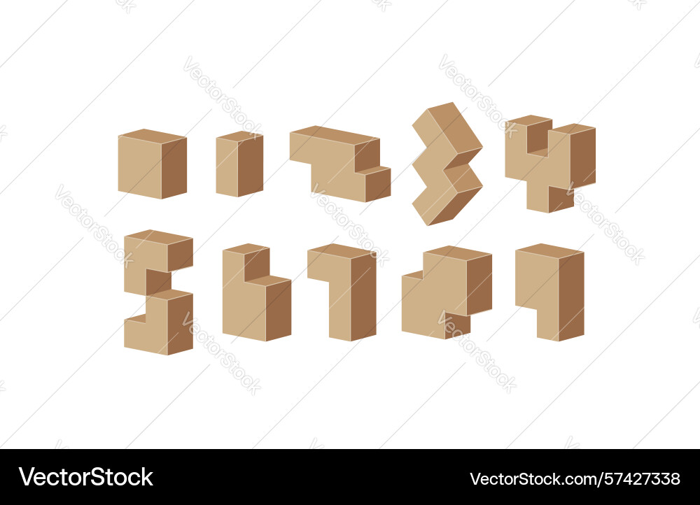 Numbers made in paper box style 3d numerals Numbers made in paper box style 3d numerals Vector Image
