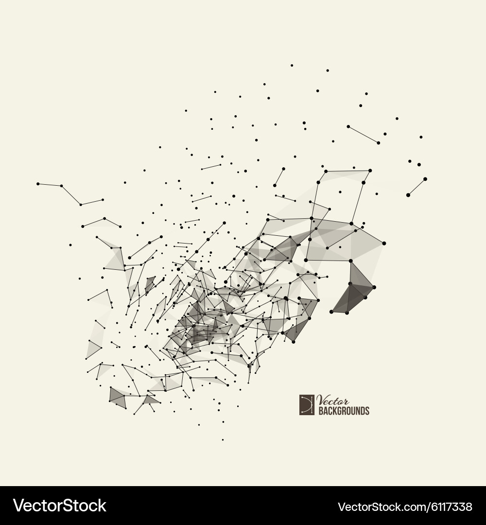 Polygonal form with dots and lines vector image