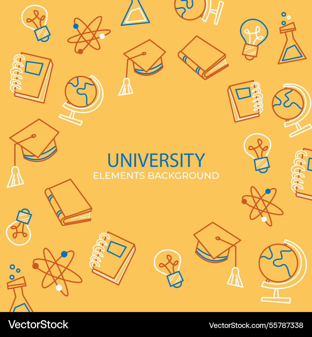 University elements background in flat style Vector Image