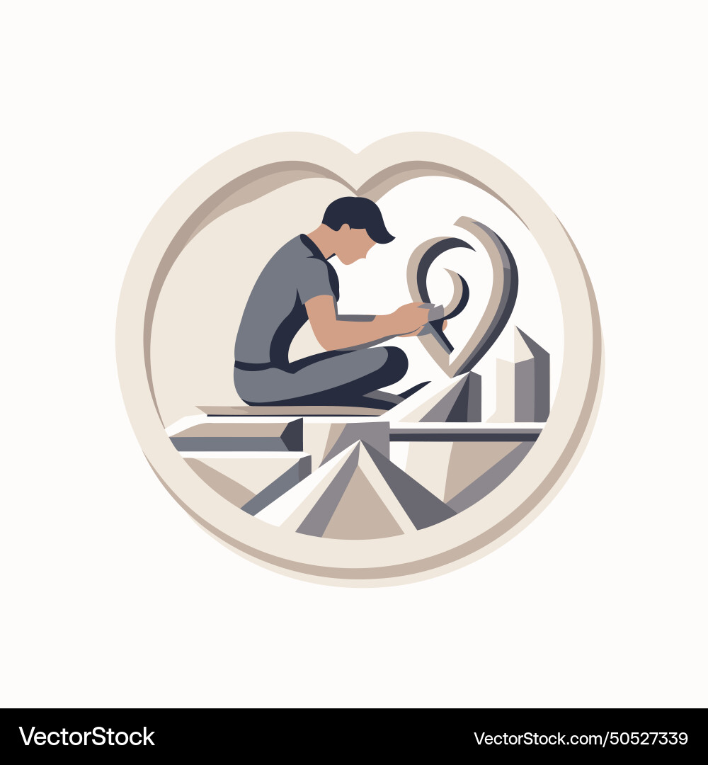 A carpenter working with wrench set inside Vector Image