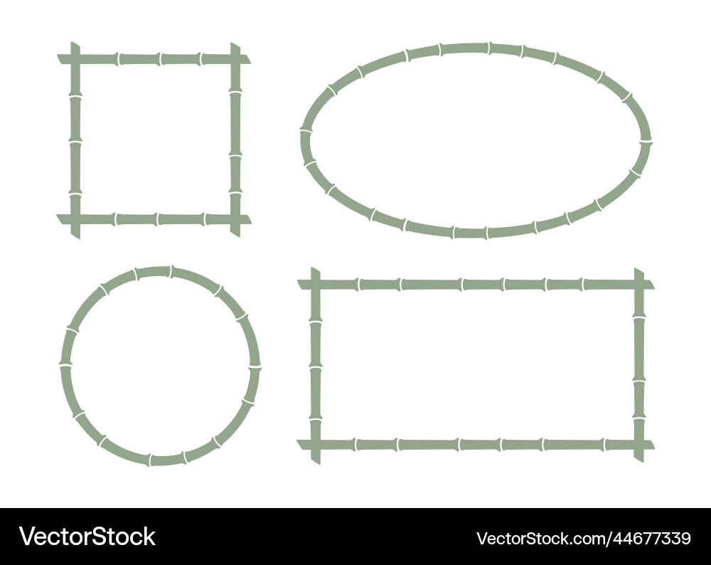 Bamboo stalk circle and rectangle frames natural vector image