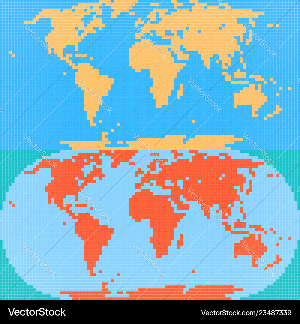 Dotted world map created by square dots in flat Dotted world map created by square dots in flat vector image