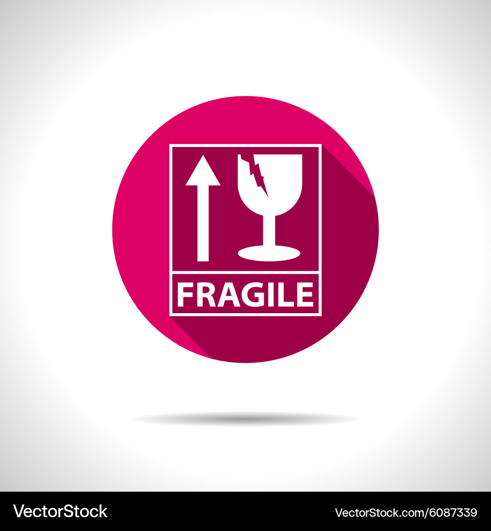 Fragile Icon - Circular Label Vector Image