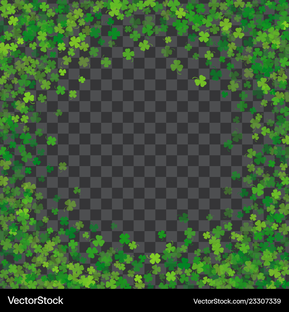 Frame or border of random scatter clover leaves vector image