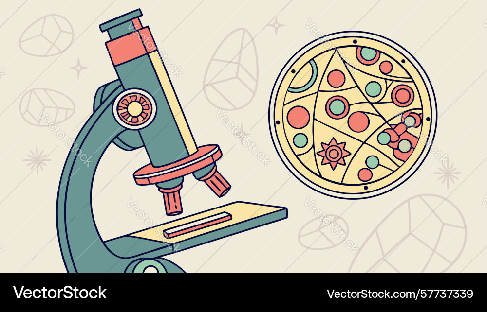 Humorous microscope with pizza slice design Vector Image