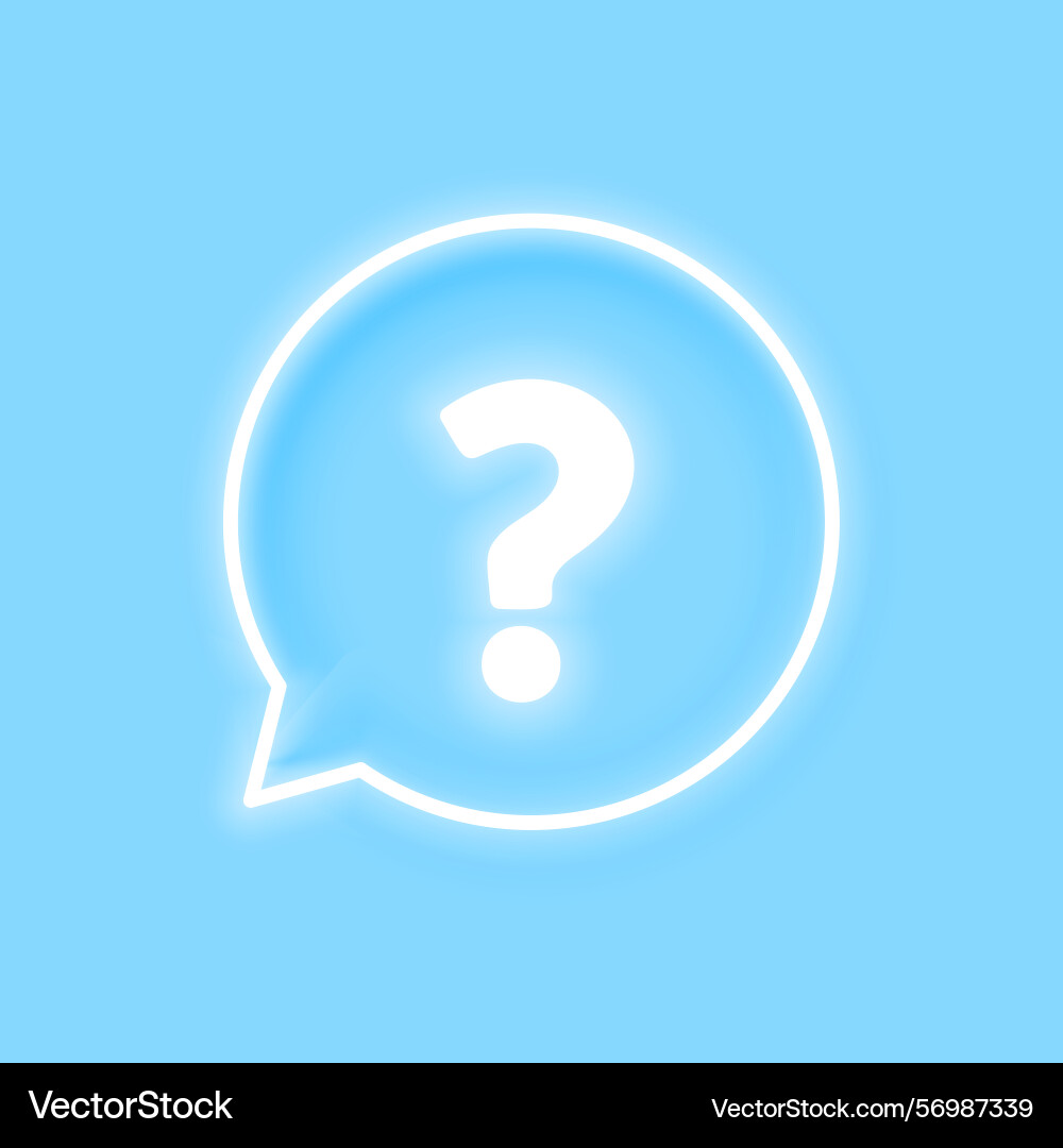Neon style question mark symbol with chat bubble Neon style question mark symbol with chat bubble vector image
