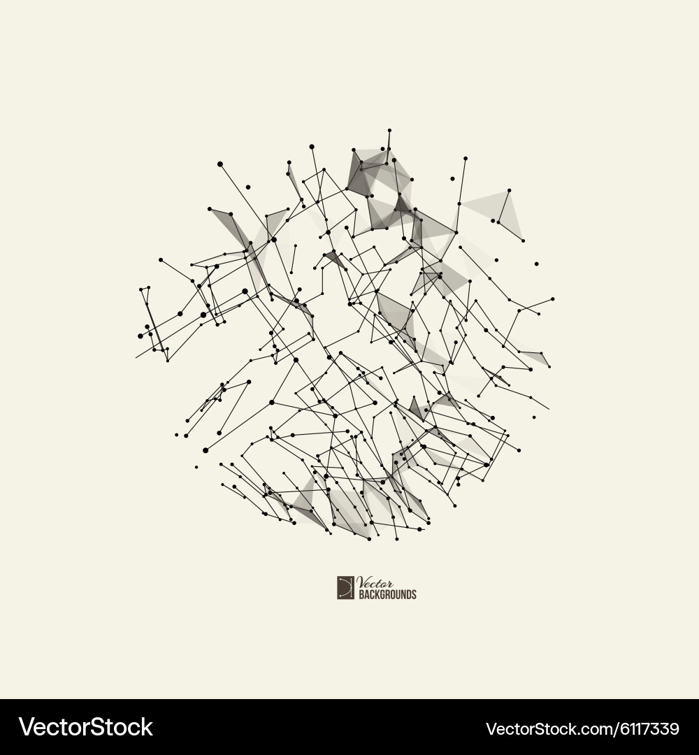 Polygonal form with dots and lines vector image