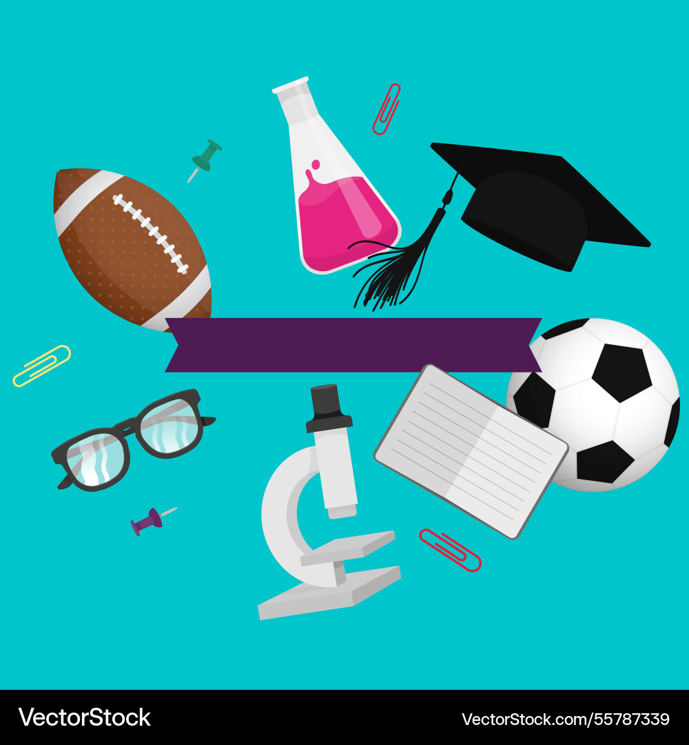University elements background in flat style Vector Image