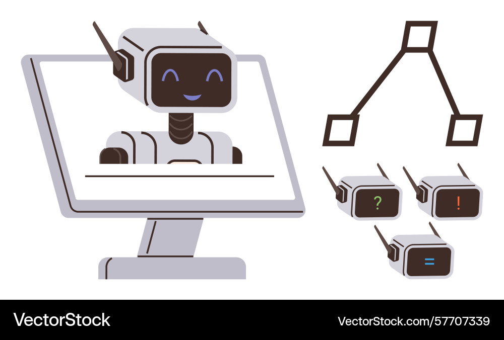 Virtual ai assistant with chatbot displayed Virtual ai assistant with chatbot displayed vector image