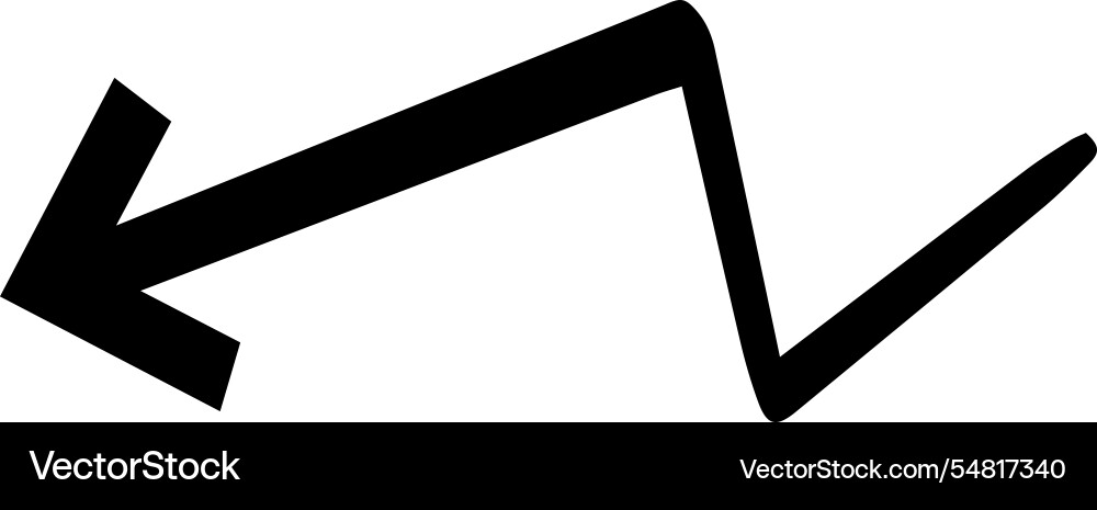 Black arrow pointing left and changing direction Vector Image
