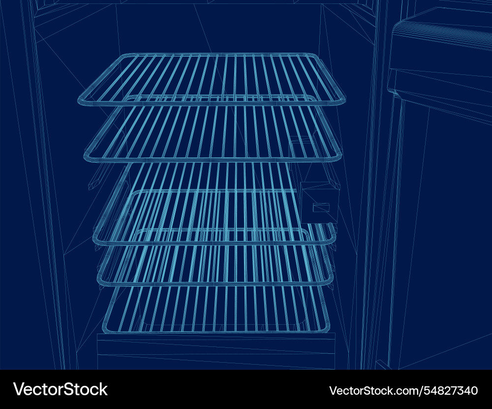 Contour refrigerator is open and empty Contour refrigerator is open and empty vector image