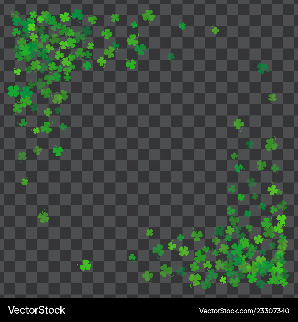 Frame or border of random scatter clover leaves Frame or border of random scatter clover leaves vector image