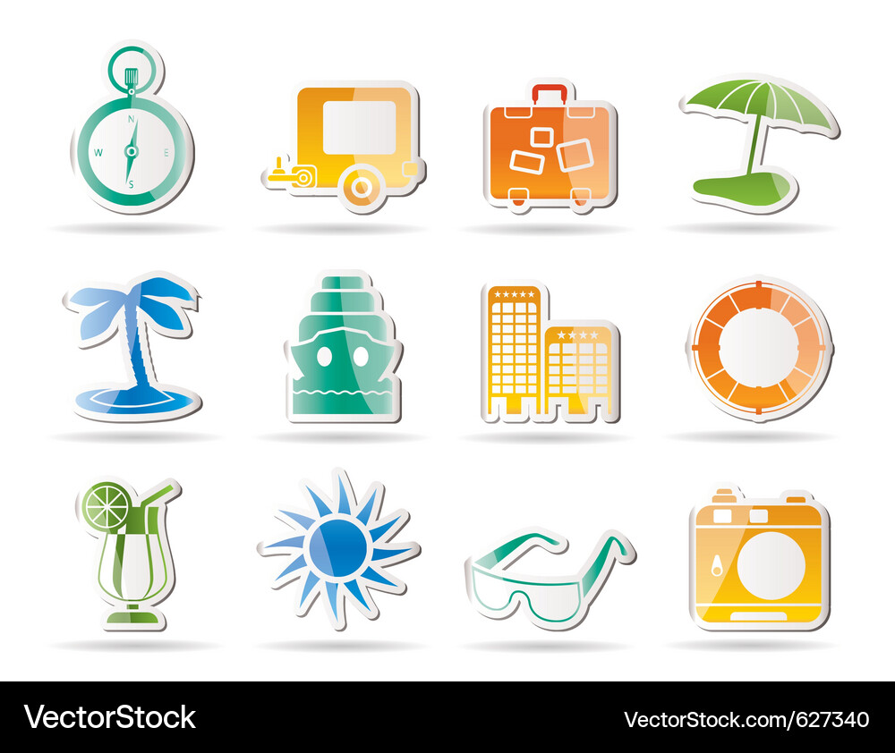 Holiday and trip icons Vector Image