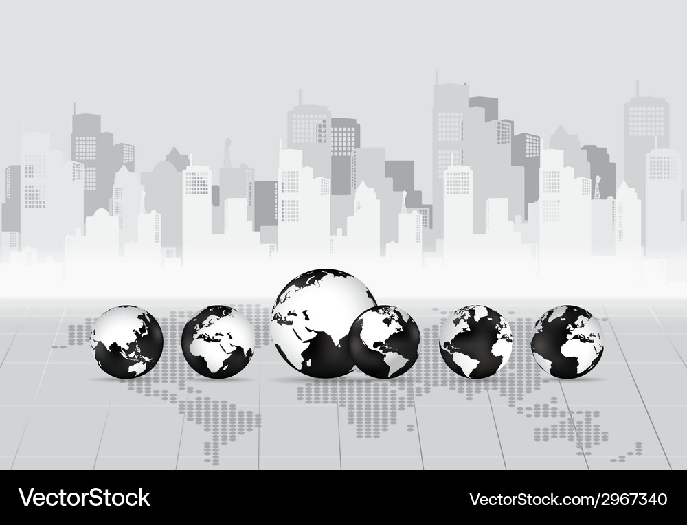 Modern globe with building background Vector Image