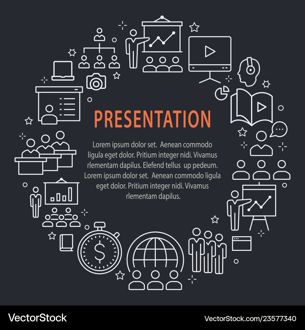 Presentation outline icons set for website banner Presentation outline icons set for website banner vector image