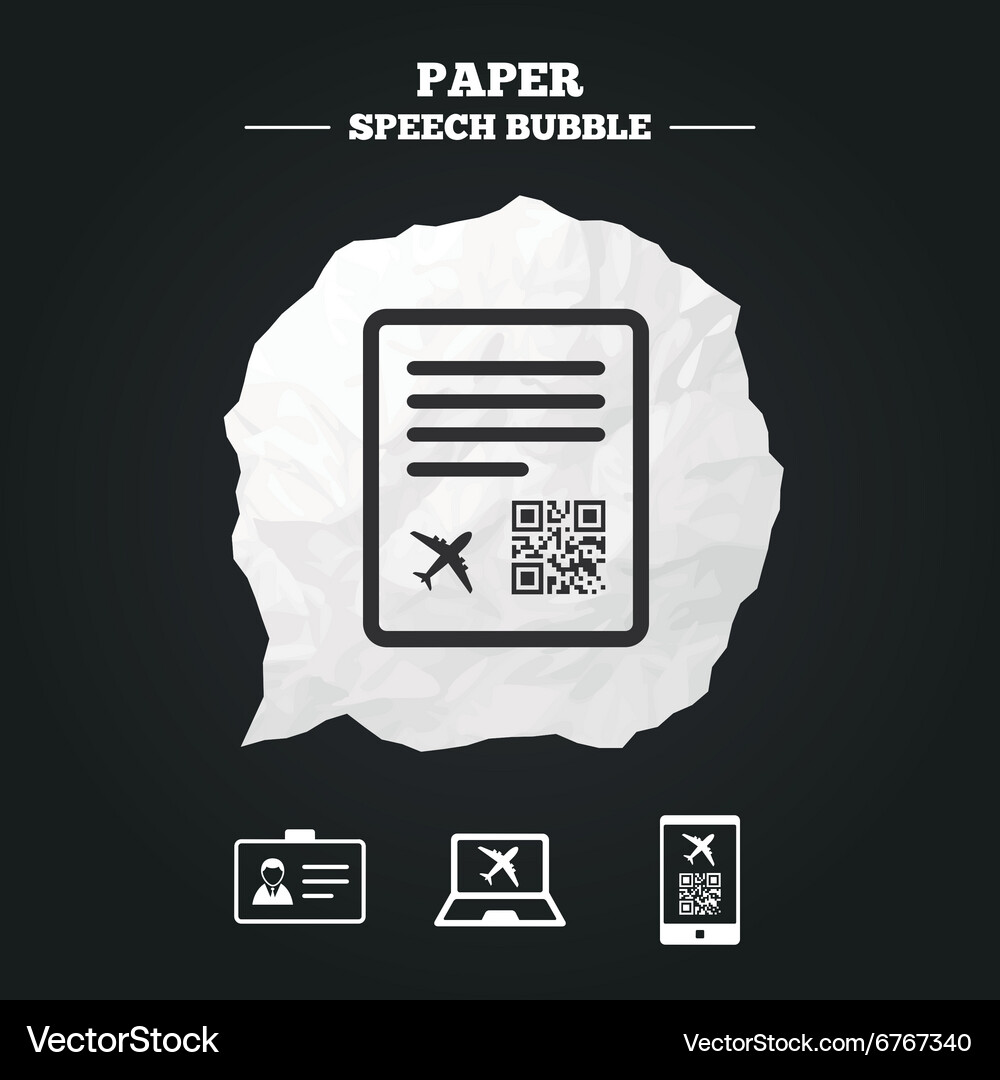 Qr scan code icon boarding pass flight sign Vector Image