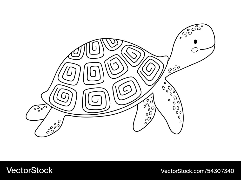 Süße Schildkröte Umriss Cartoon Meer Tier Süße Schildkröte Umriss Cartoon Meer Tier vektorbild