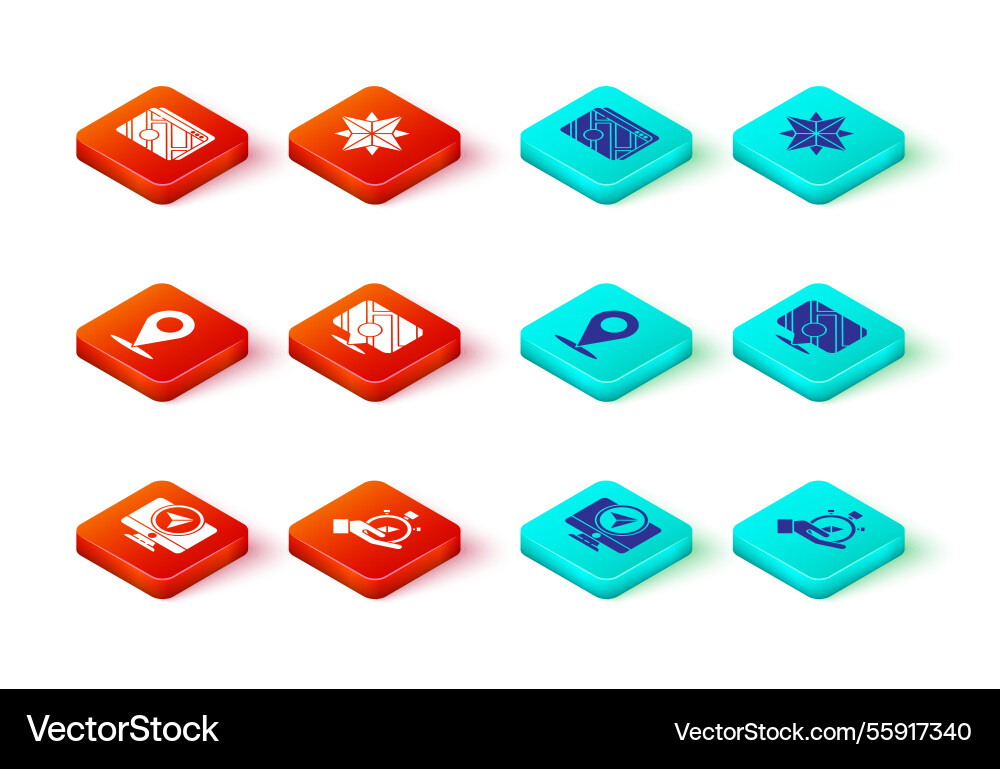 Set monitor with location marker compass Set monitor with location marker compass vector image