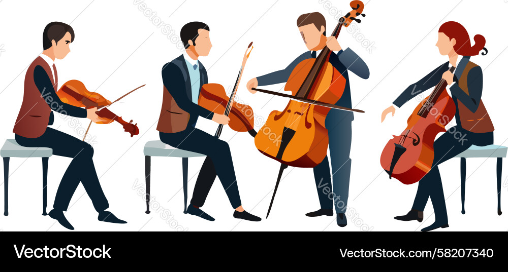 String Ensemble Musical Performance Vector Image
