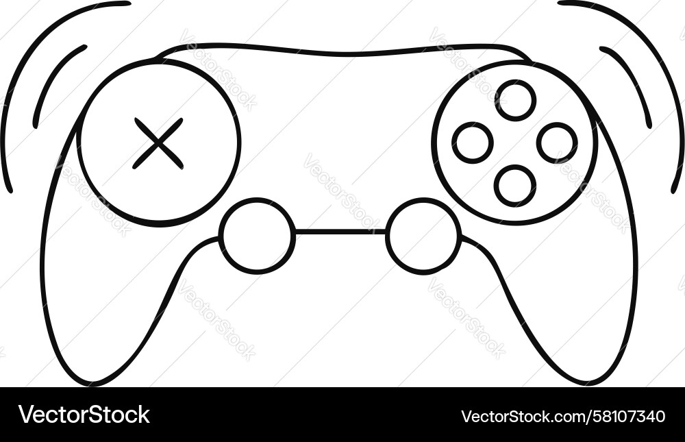 Vibration Game Controller Line Art Vector Image