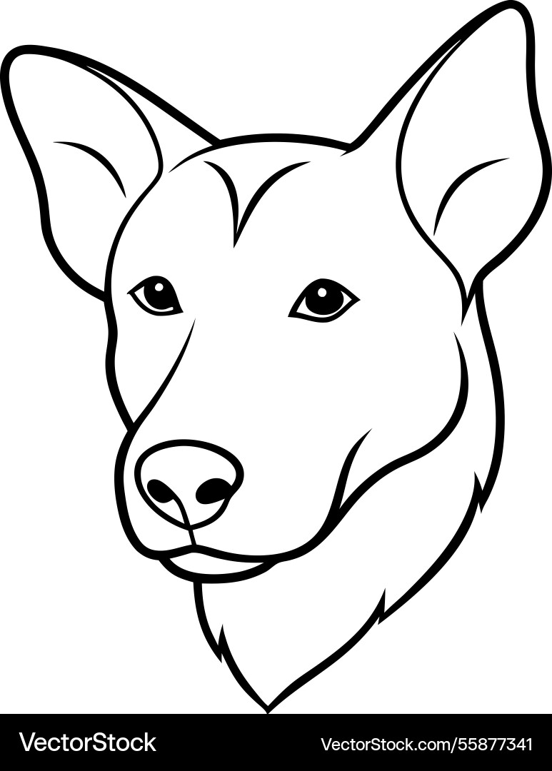 A dog head with distinct features in simple Vector Image