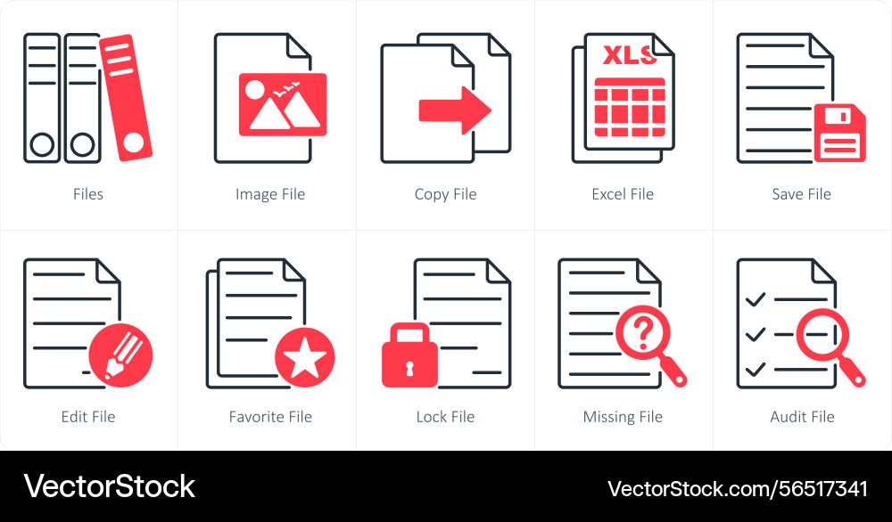 A set of 10 files icons as image file copy vector image