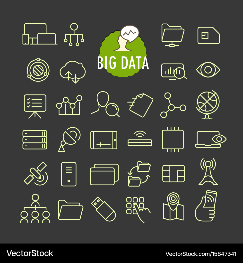Big Data Icon Set vector image