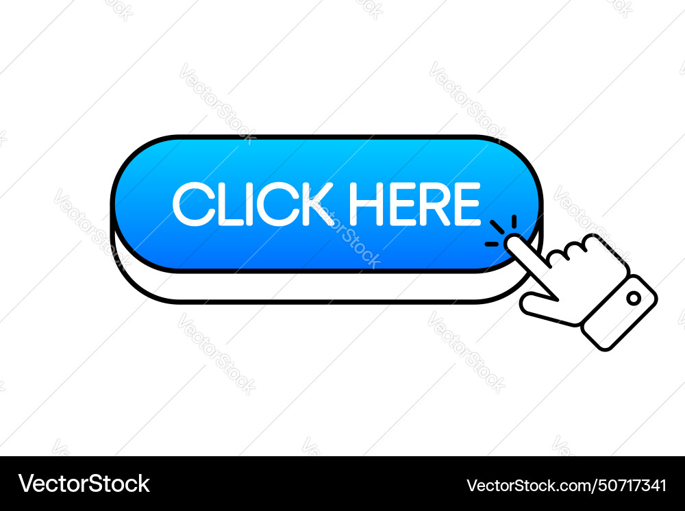 Click here button 3d style with hand Click here button 3d style with hand vector image