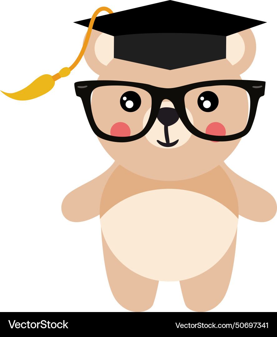 Cute teddy bear with graduation cap Royalty Free Vector
