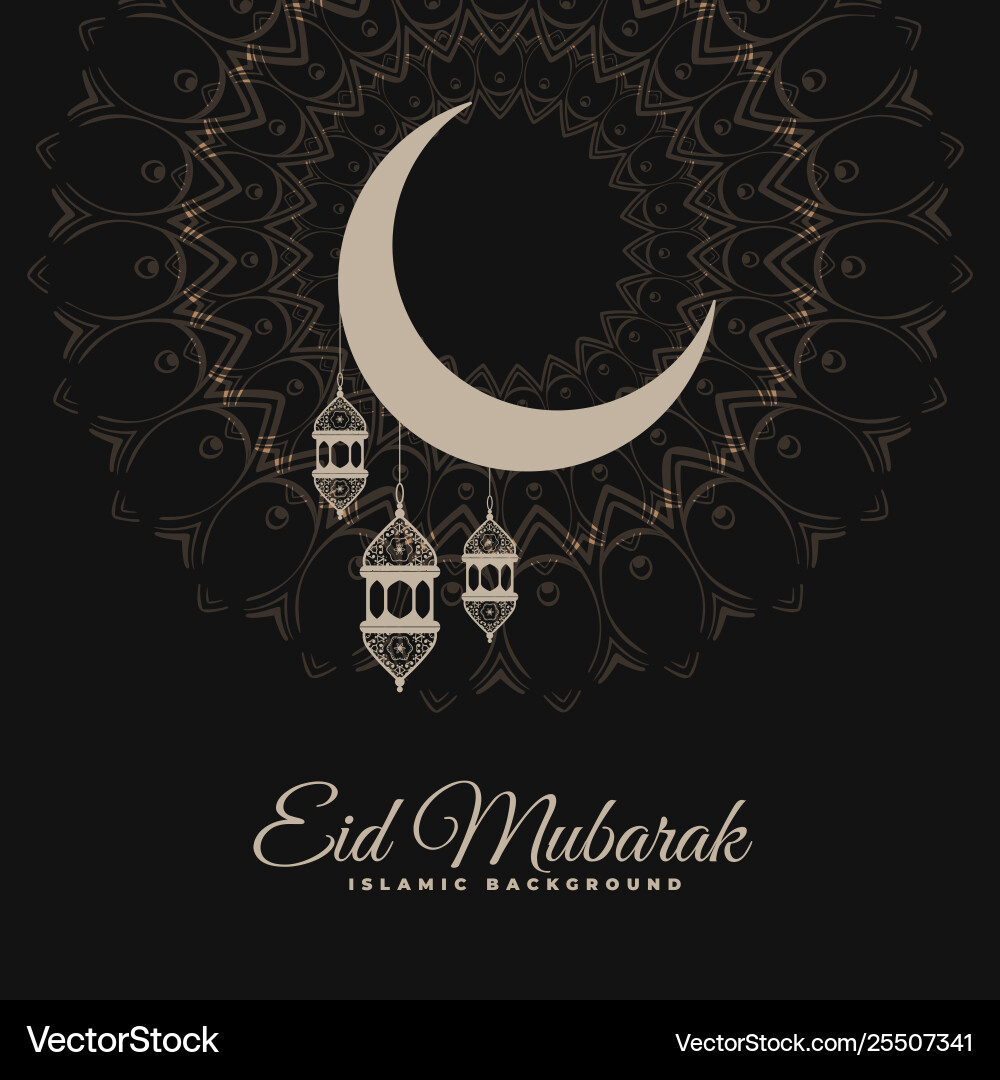 Eid mubarak dark decorative background Eid mubarak dark decorative background vector image
