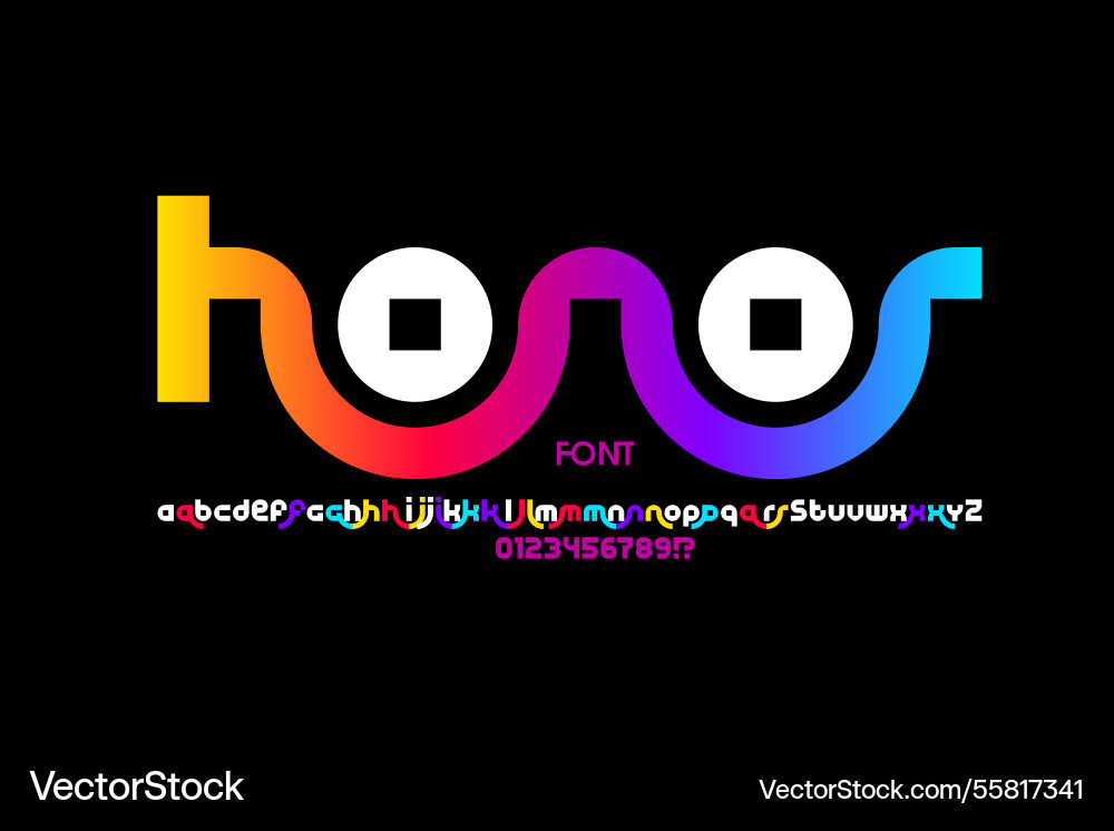 Honor linked letters font design alphabet vector image