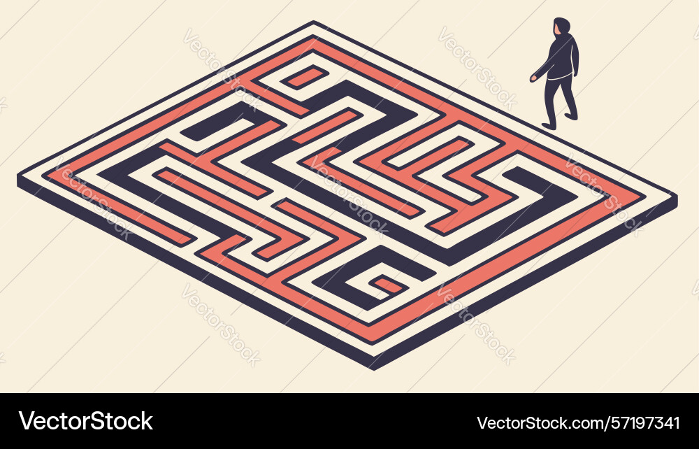 Isometric labyrinth puzzle game design element vector image