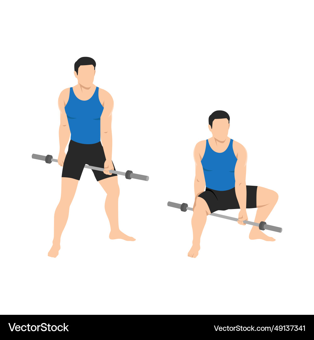Man doing jefferson squat exercise with bar Man doing jefferson squat exercise with bar vector image